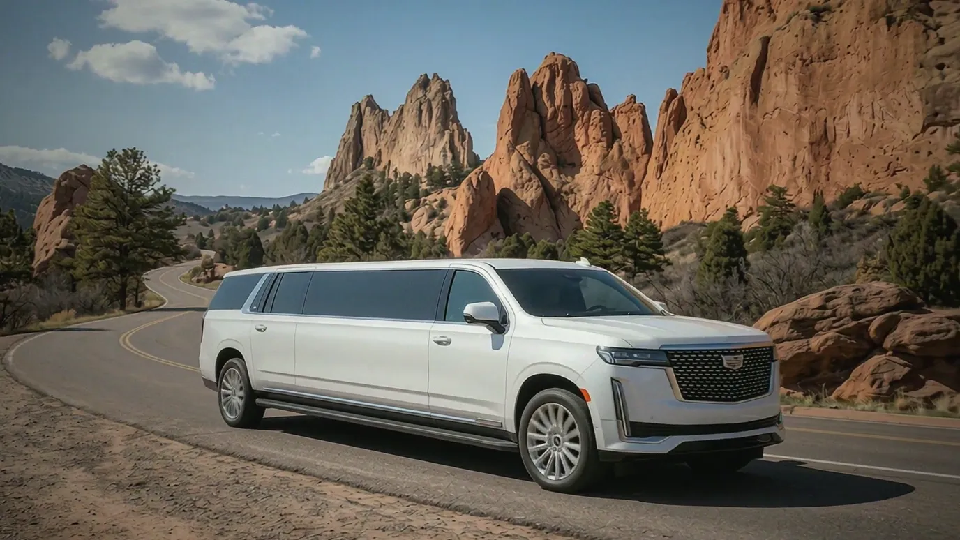 White Cadillac Escalade 20 passenger stretch limo