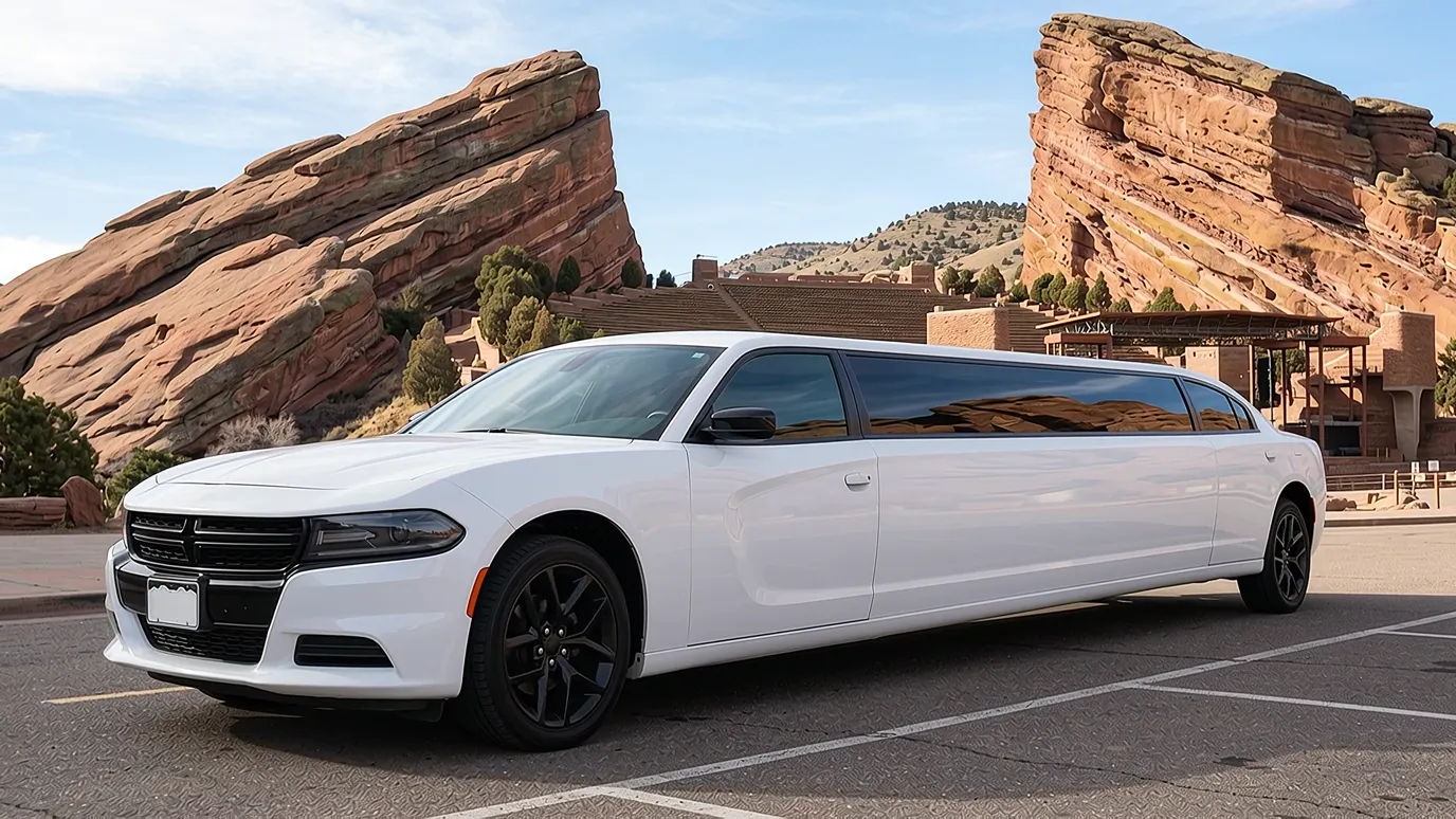 White Dodge Charger 12 passenger stretch limo