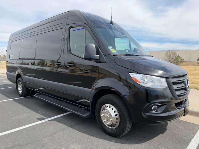Black Mercedes Sprinter – Colorado limo service
